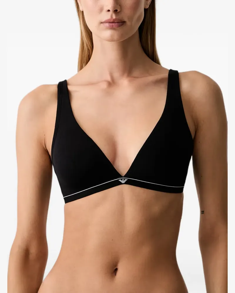 Emporio Armani logo-print triangle bras - Schwarz Schwarz