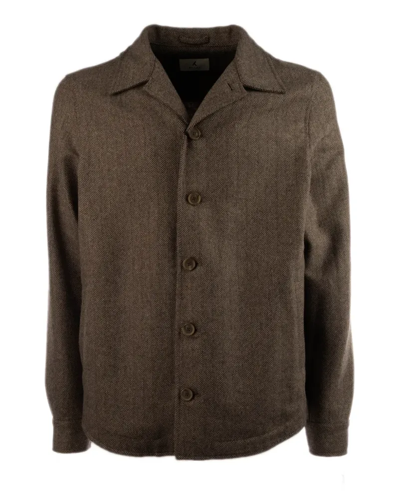 MYTHS Hemdjacke mit Fischgrätenmuster - Braun Braun