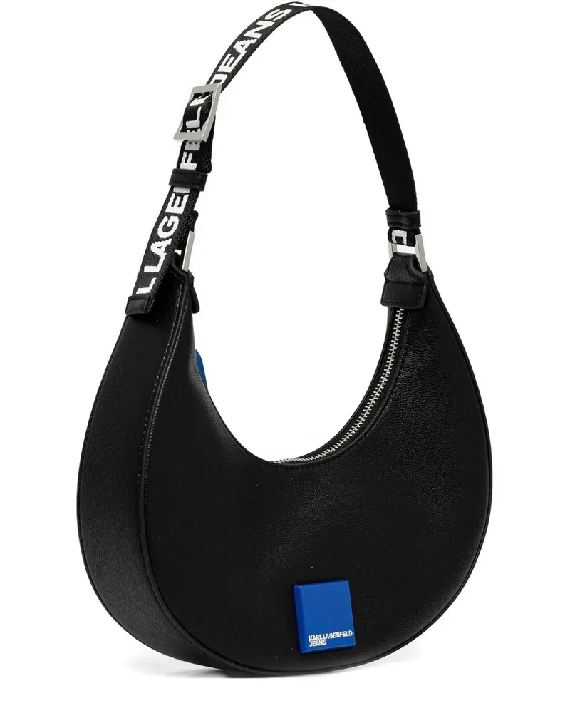 Karl Lagerfeld Half-Moon Schultertasche mit Logo-Riemen - Schwarz Schwarz