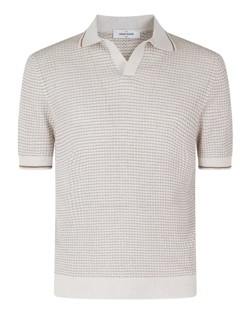 Gran Sasso waffle-knit tipped polo shirt - Nude Nude