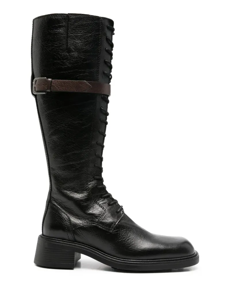 Miista Beatrix Schnürstiefel mit Schnalle - Schwarz Schwarz