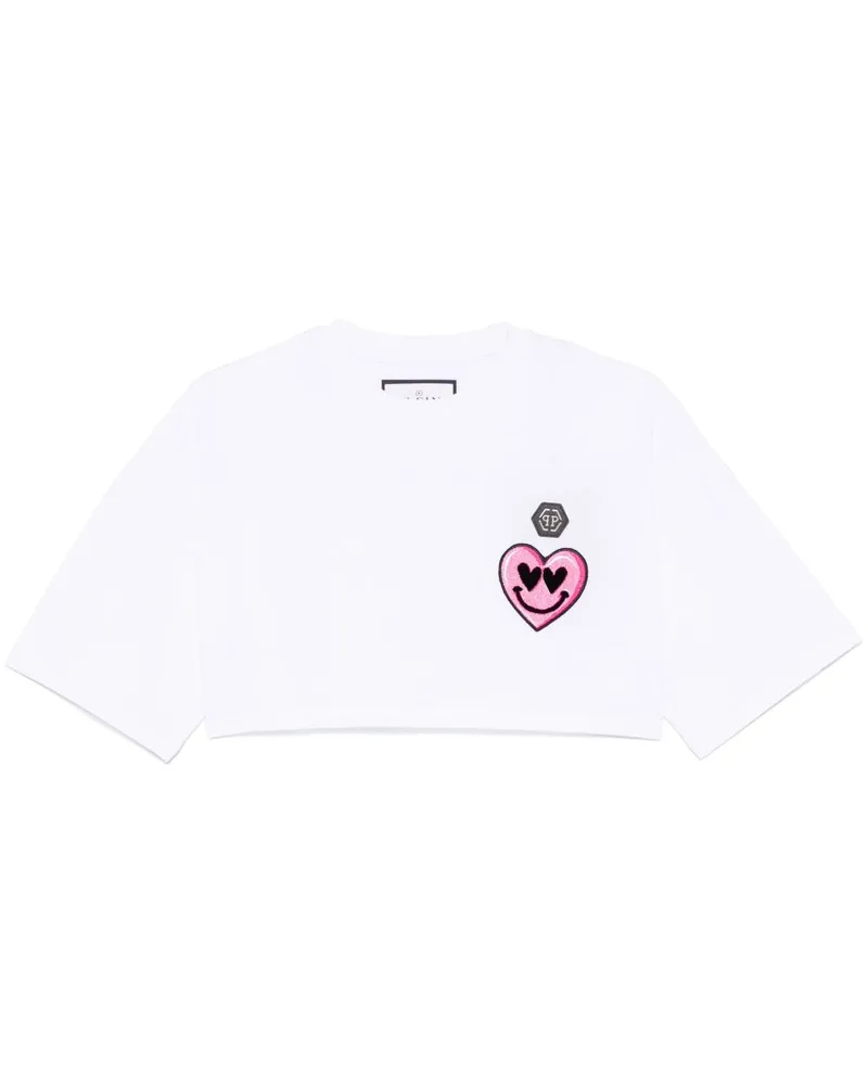 Philipp Plein Cropped-T-Shirt mit Patch - Weiß Weiß