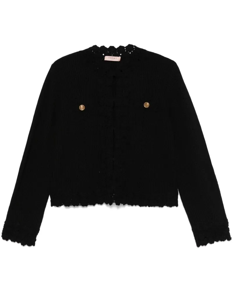 Twin-Set Cardigan mit Häkelbesatz - Schwarz Schwarz