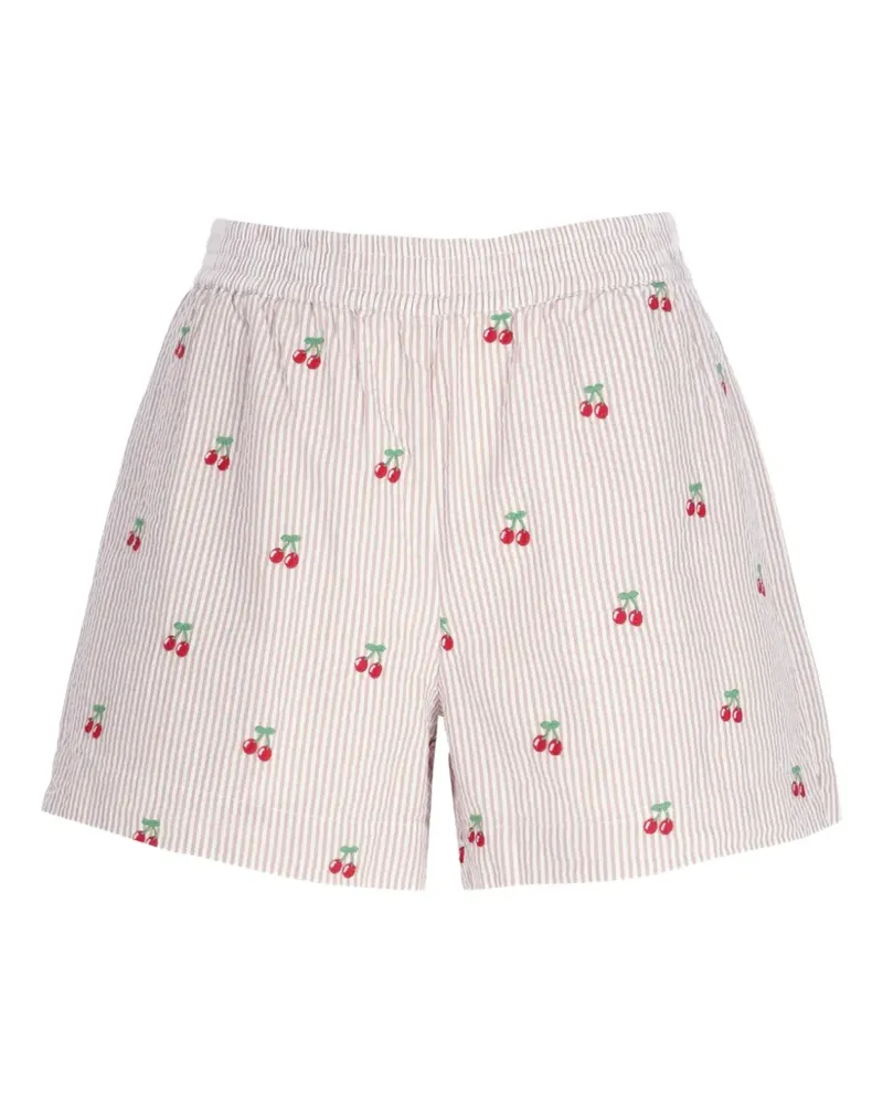MC2 Saint Barth Meave Seersucker-Shorts mit Kirschstickerei - Weiß Weiß