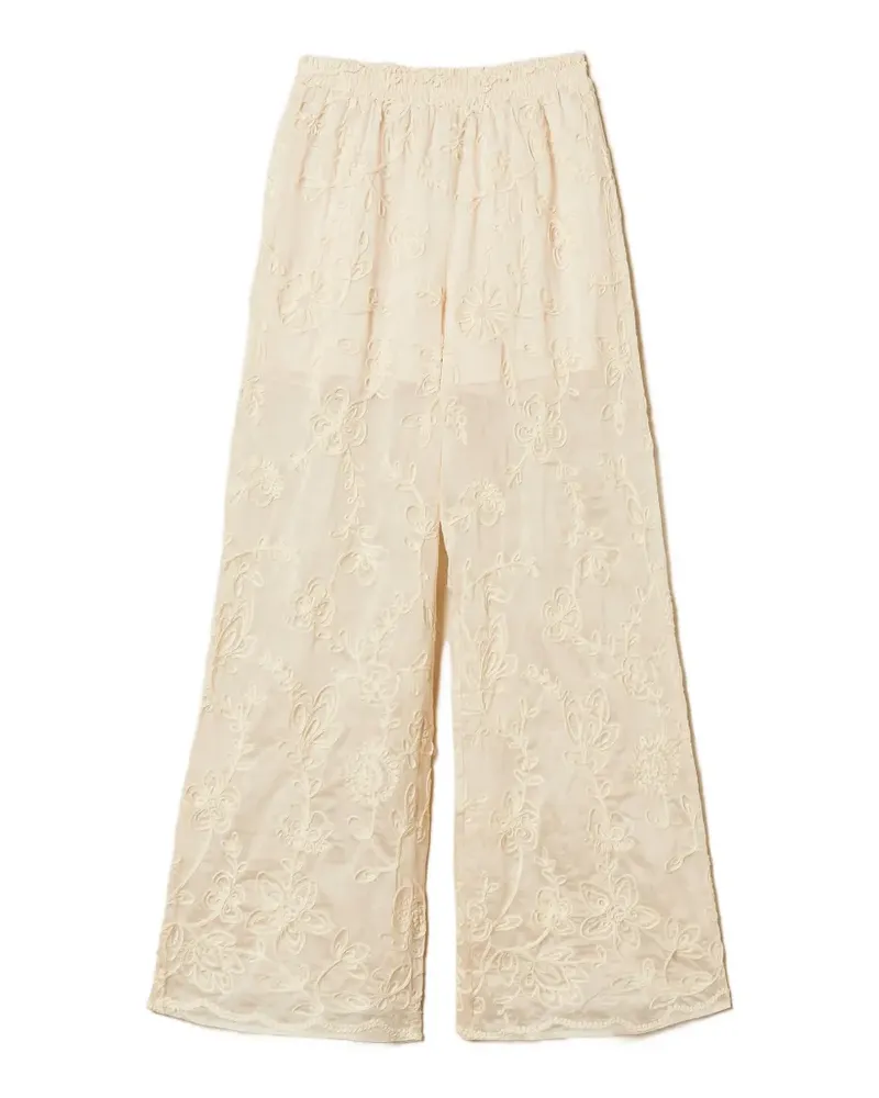Twin-Set embroidery palazzo pants - Nude Nude