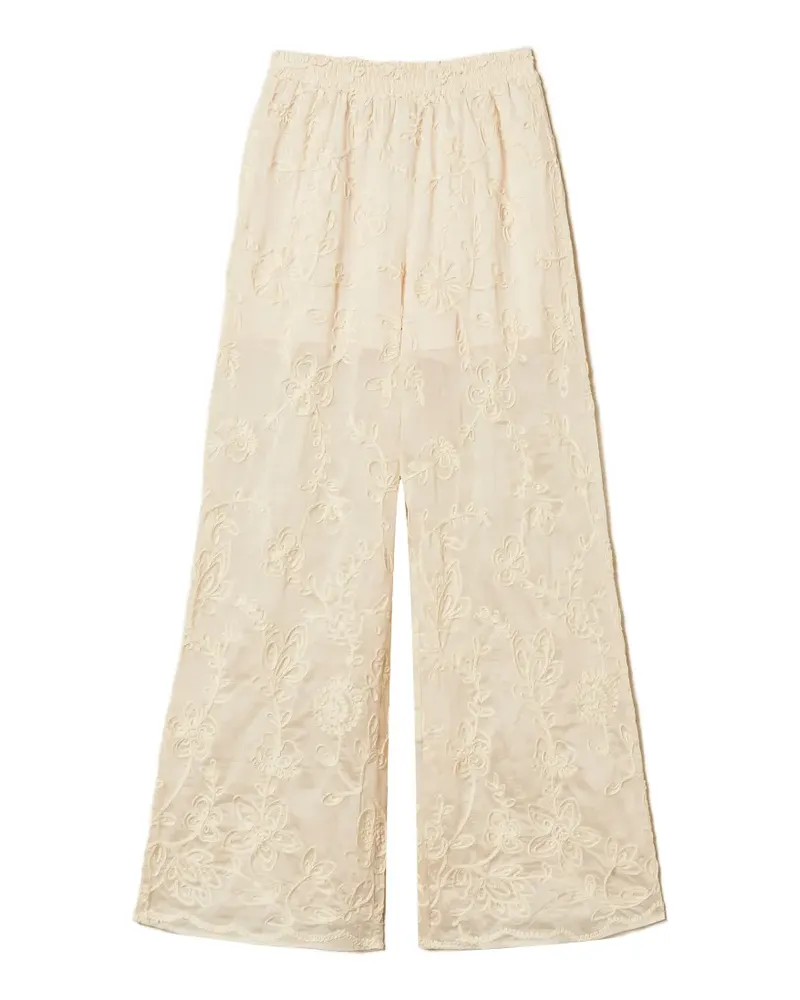 Twin-Set embroidery palazzo pants - Nude Nude