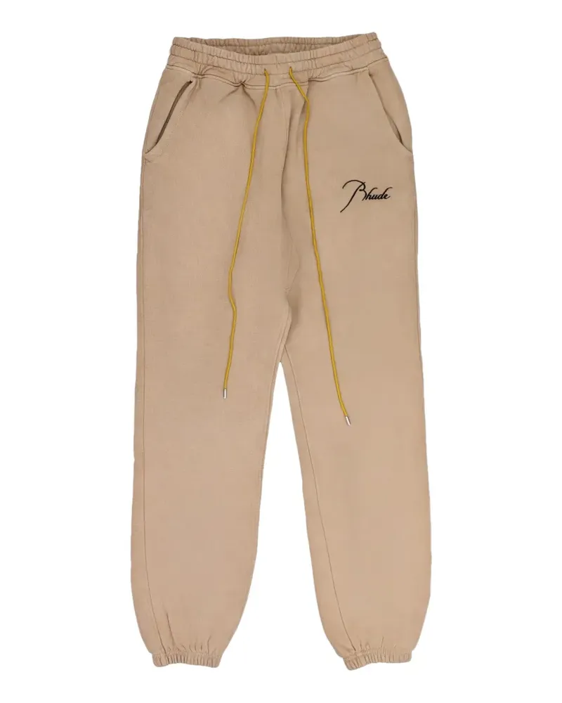 RHUDE Script Logo-embroidered track pants - Nude Nude