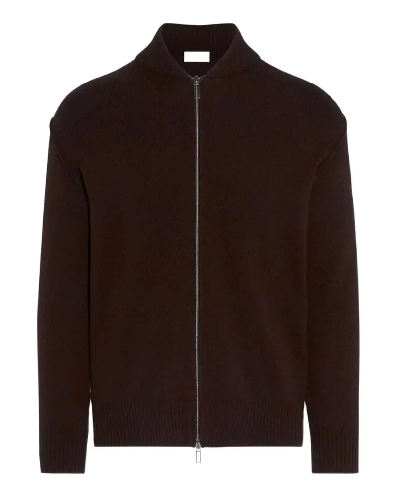 Paolo Pecora Milano Gerippter Cardigan mit Reißverschluss - Braun Braun
