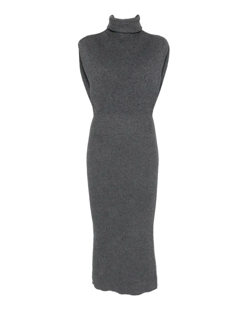 Twin-Set ribbed roll-neck midi dress - Grau Grau