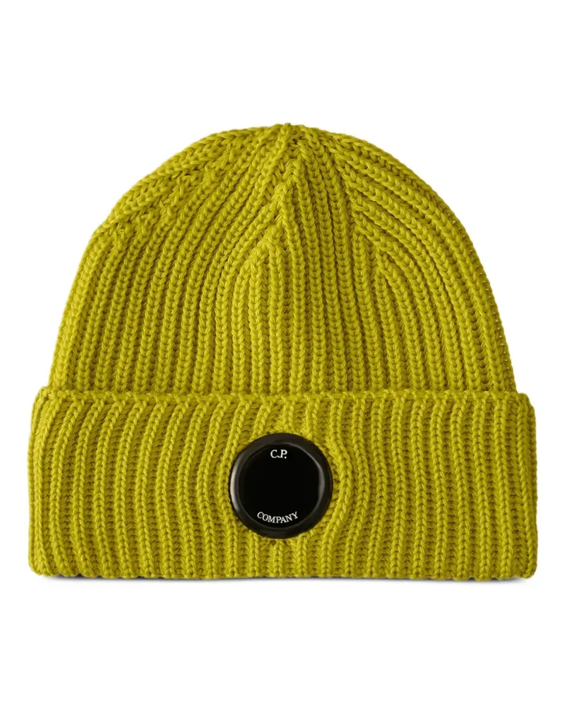 C.P. Company Gerippte Beanie mit Linsen-Detail - Grün Grün