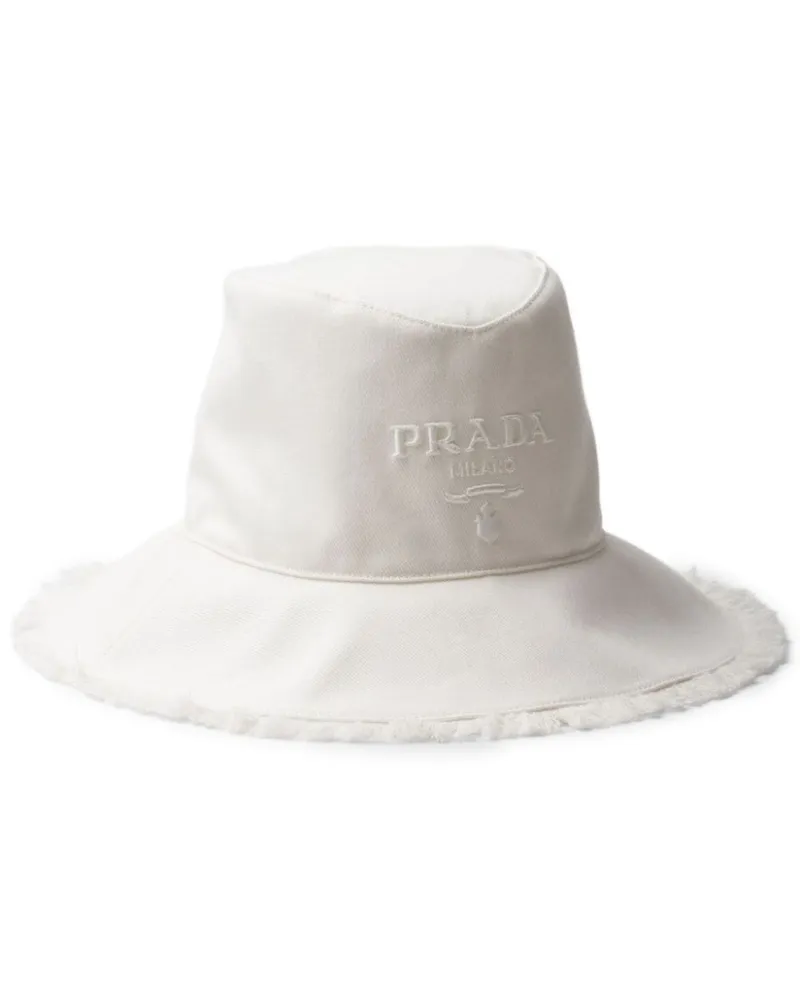 Prada Fischerhut mit Logo-Stickerei Weiß