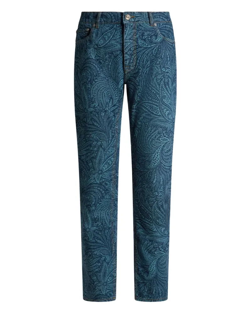 Etro Gerade Jacquard-Jeans - Blau Blau