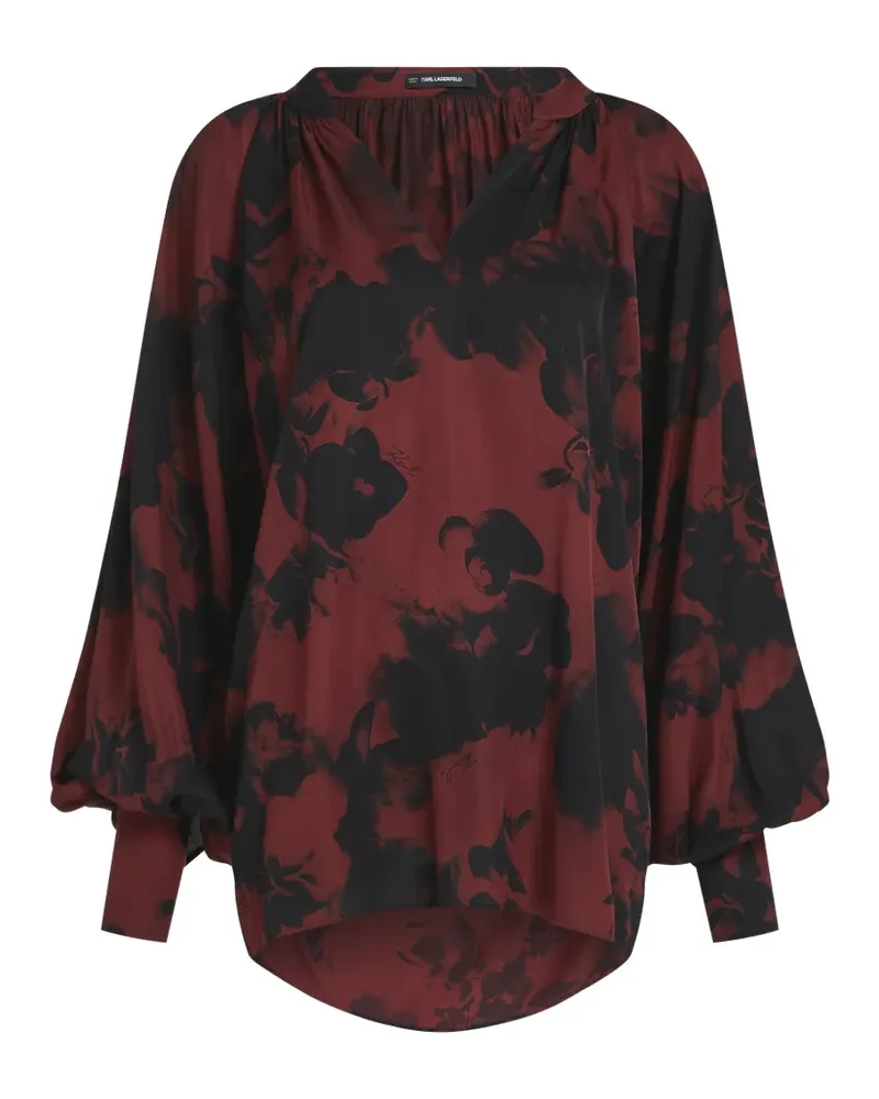 Karl Lagerfeld Voluminöse Bluse mit Blumenprint - Rot Rot