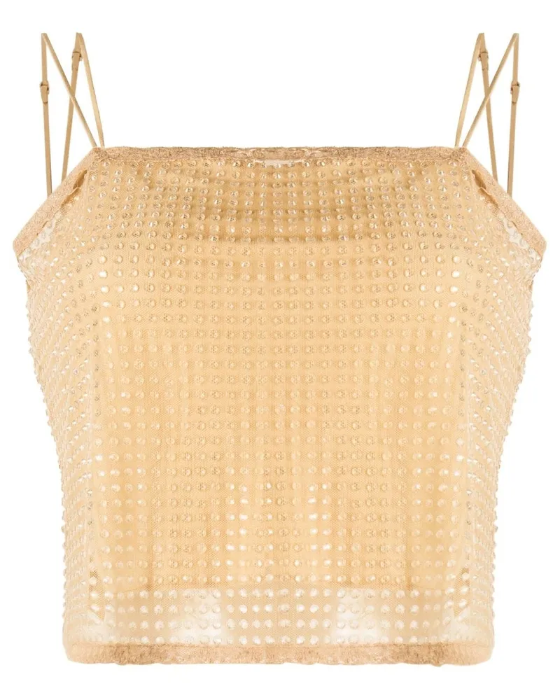 Alexander Wang Bluse mit Kristallen - Nude Nude