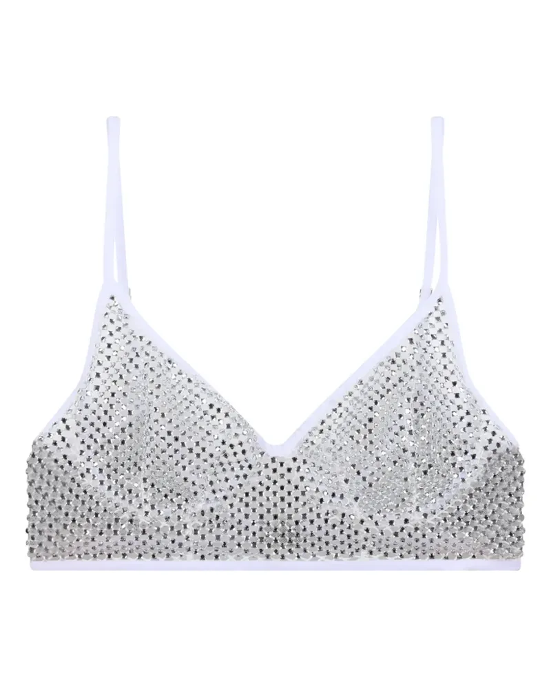 Genny crystal-embellished mesh top - Silber Silber