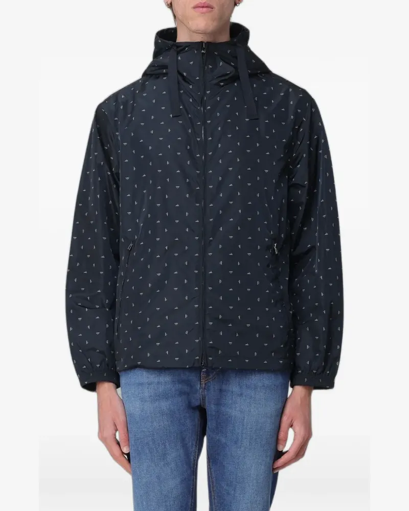 Emporio Armani logo-print hooded jacket - Blau Blau