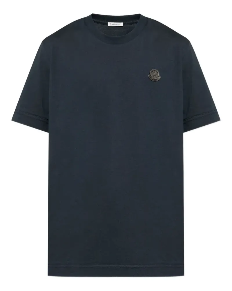 Moncler T-Shirt mit Logo-Patch - Blau Blau