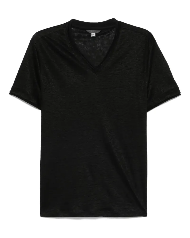 John Varvatos T-Shirt aus Leinen - Schwarz Schwarz