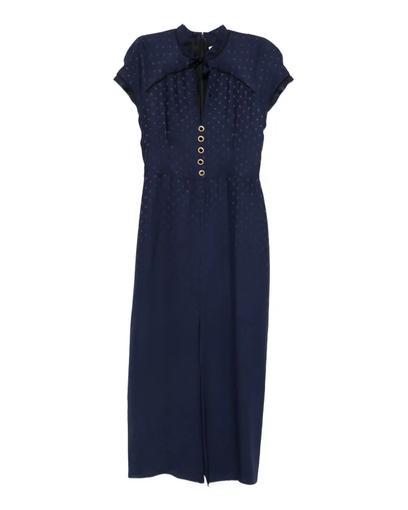 Alessandra Rich star-print tie-neck midi dress - Blau Blau