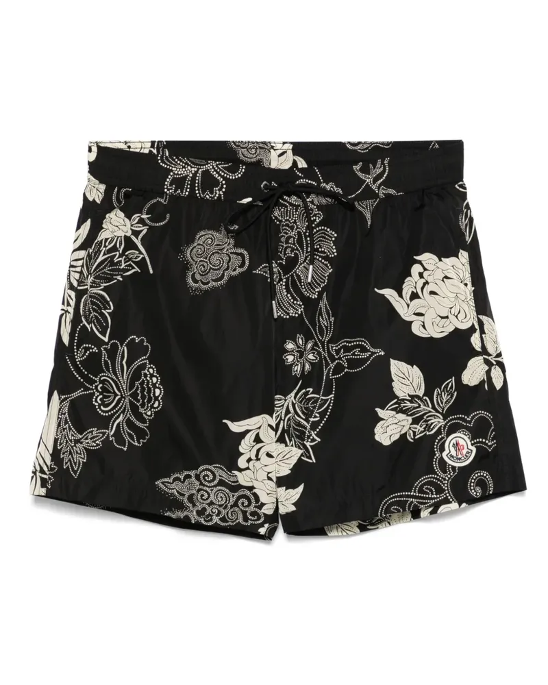 Moncler Badeshorts mit Blumen-Print - Schwarz Schwarz