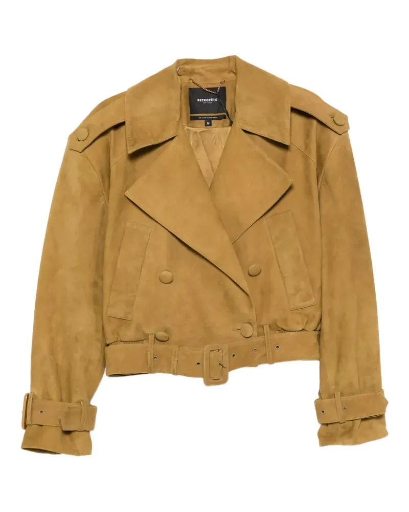 Retrofête belted suede jacket - Gold Gold
