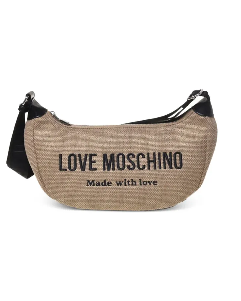 Moschino embroidered-logo crossbody bag - Nude Nude