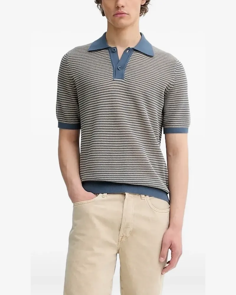 Marc O'Polo Gestricktes Poloshirt mit Streifen - 870 BLUE 870