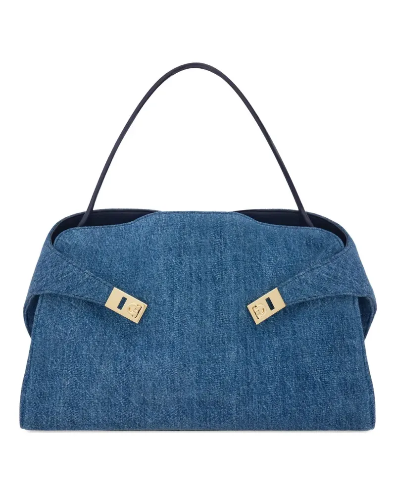 Ferragamo Hug Soft Jeans-Schultertasche - Blau Blau
