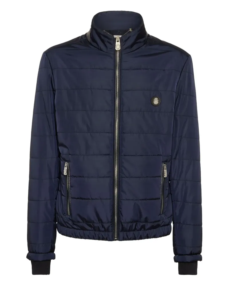Billionaire Wattierte Jacke mit Lederbesatz - Blau Blau