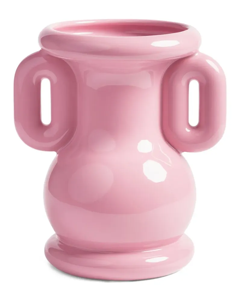 &k amsterdam Amfora Vase mit Seitenhenkeln (26,5cm x 23cm) - Rosa Rosa