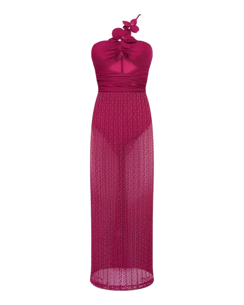 Pat Bo Petal Sheen One-Shoulder-Midikleid mit Blumenapplikation - Rosa Rosa