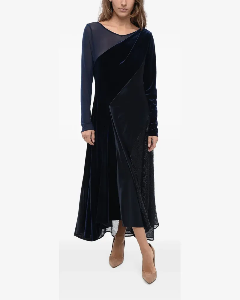 Talbot Runhof satin velvet maxi dress - Blau Blau