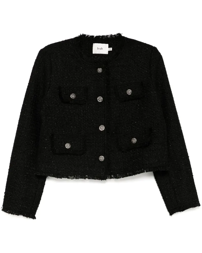 b+ab Tweed-Jacke mit rundem Ausschnitt - Schwarz Schwarz