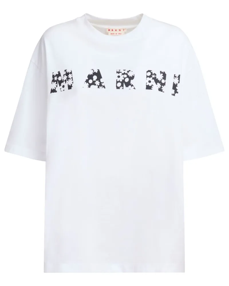 Marni T-Shirt mit Logo-Print - Weiß Weiß