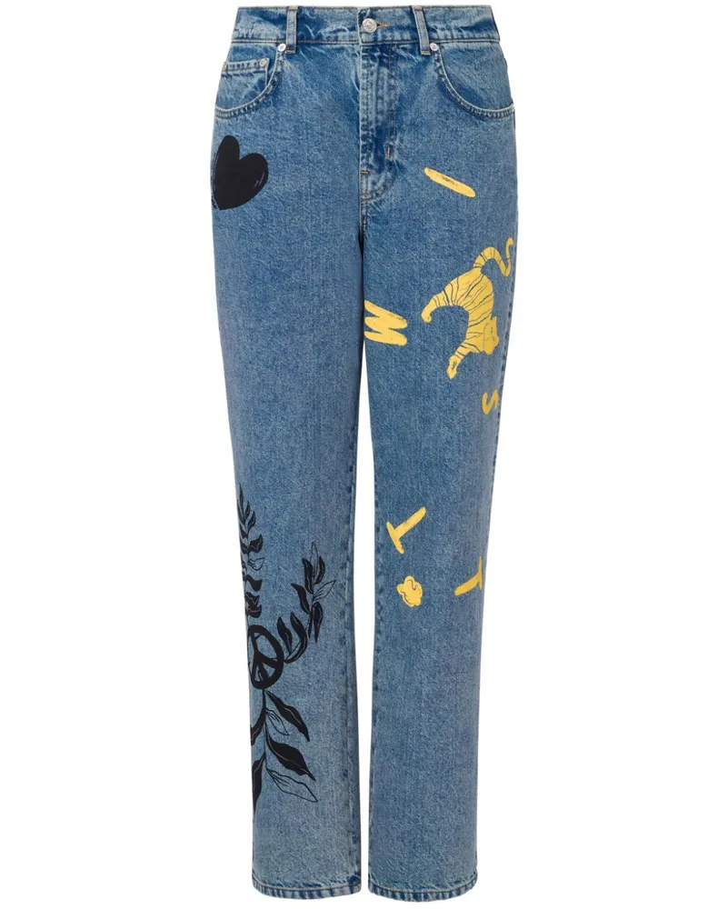 Moschino Halbhohe Straight-Leg-Jeans Blau