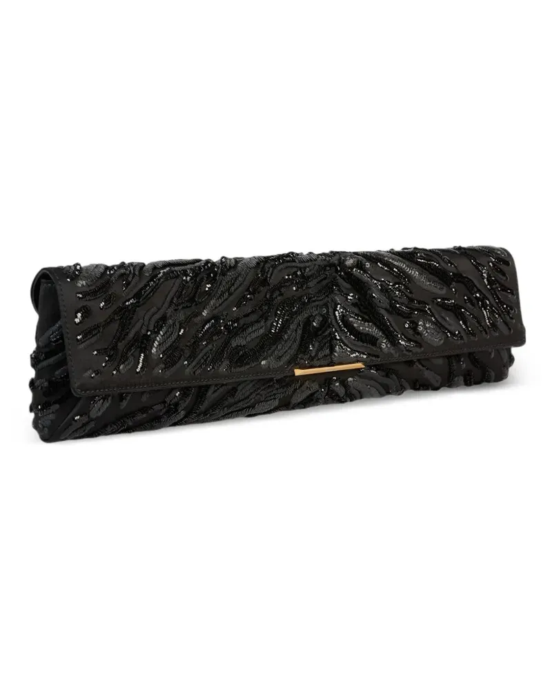 Balmain Bestickte Clutch aus Satin - Schwarz Schwarz