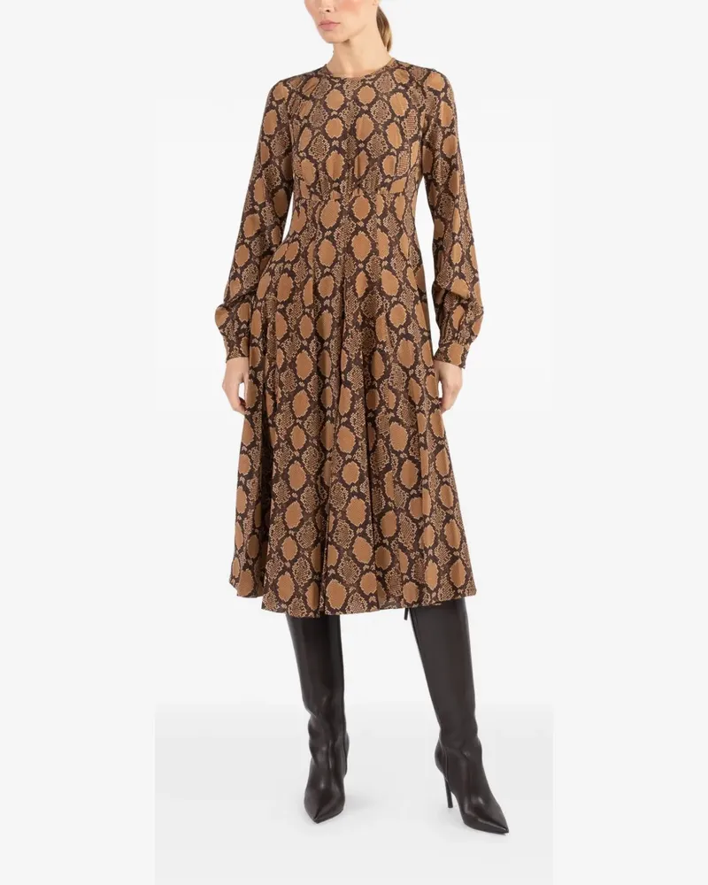 Michael Kors long-sleeve flared midi dress - Braun Braun