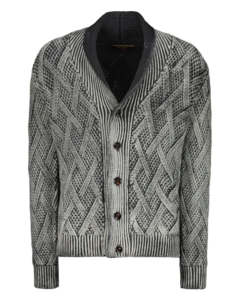 MOORER Lelio-LTC diamond-knit cardigan - Grau Grau