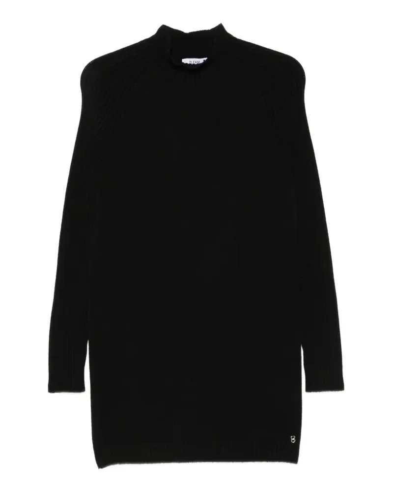 Please ribbed-knit high-neck mini dress - Schwarz Schwarz