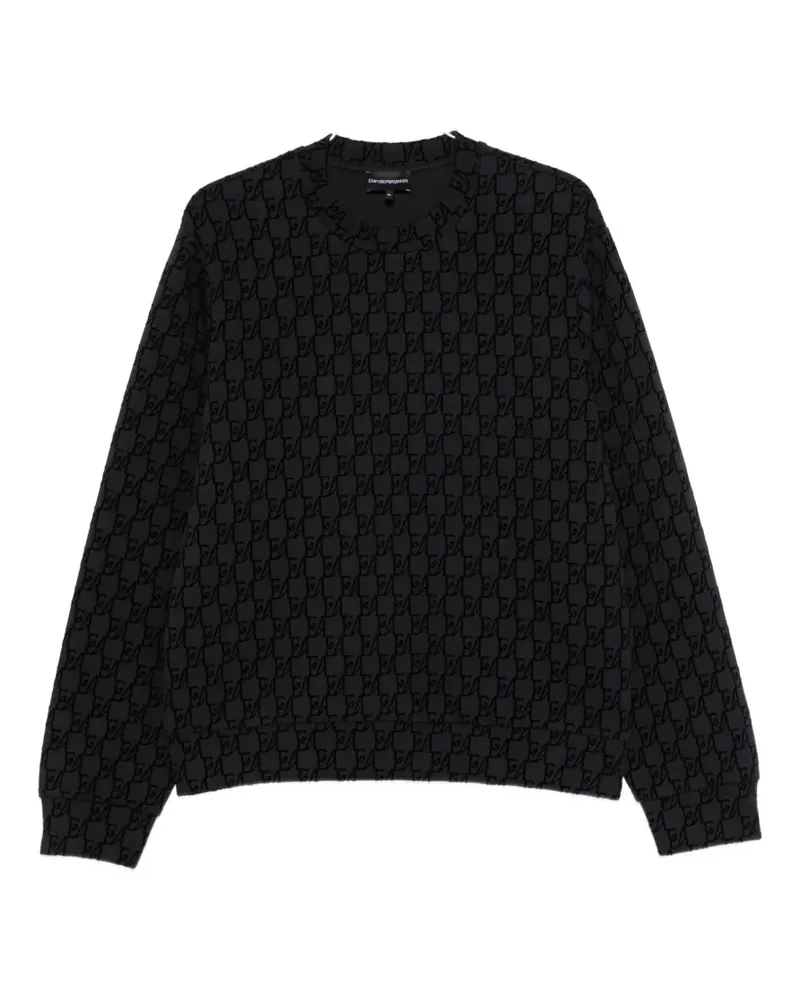 Emporio Armani monogram-pattern long-sleeve sweater - Schwarz Schwarz