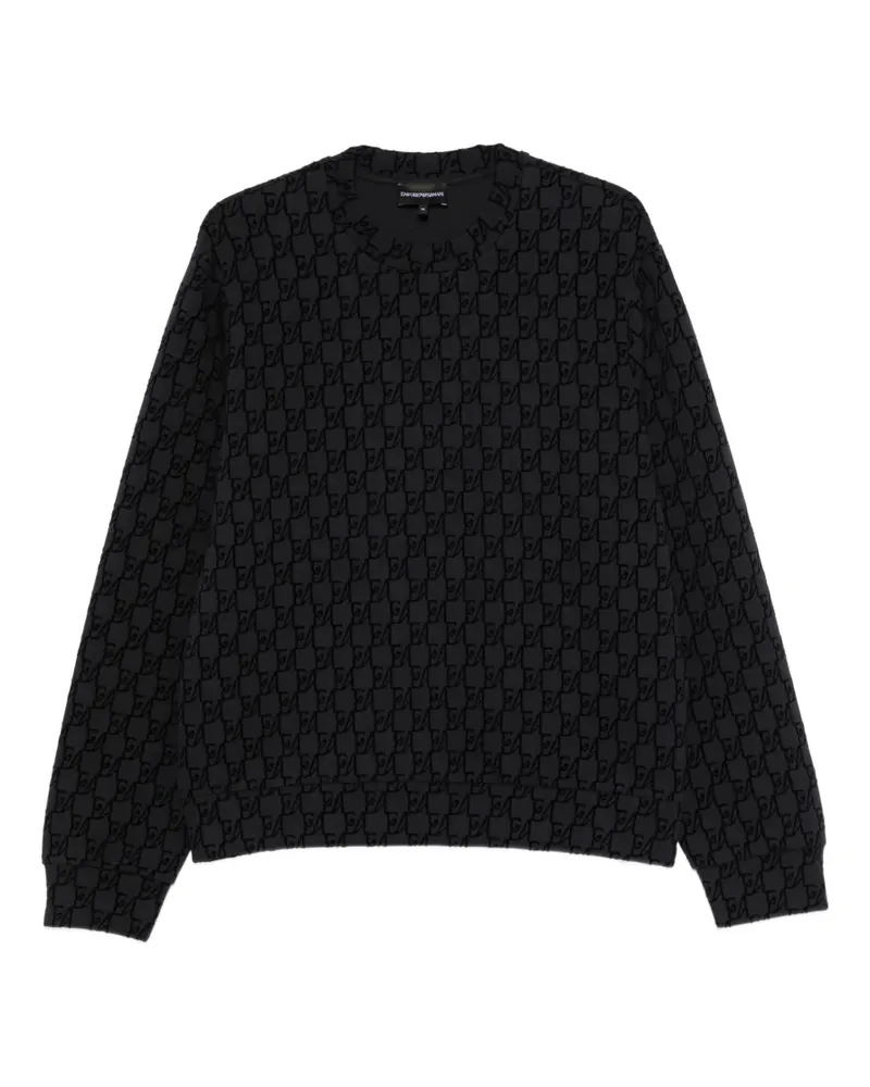 Emporio Armani Pullover mit Monogramm-Muster - Schwarz Schwarz