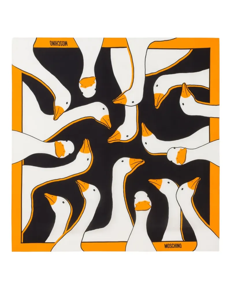 Moschino Seidenschal mit Gänse-Print - Schwarz Schwarz