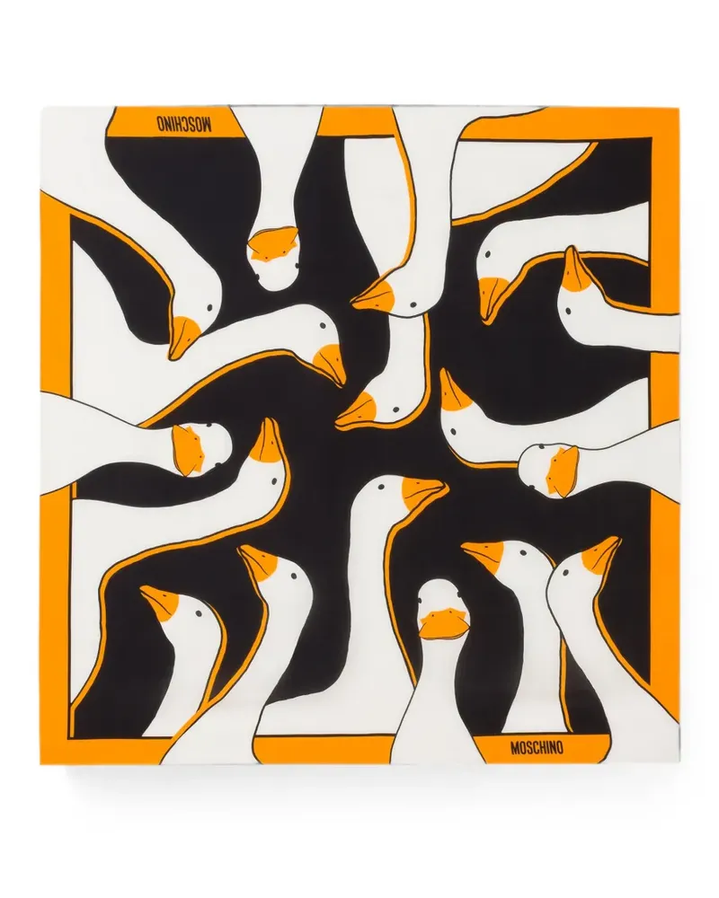 Moschino Seidenschal mit Gänse-Print - Schwarz Schwarz