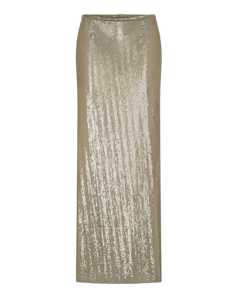 Paco Rabanne metallic mesh-knit long skirt - Nude Nude