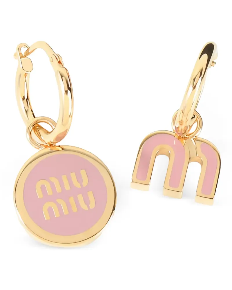 Miu Miu Creolen mit Logo-Anhänger (3er-Set) - Gold Gold
