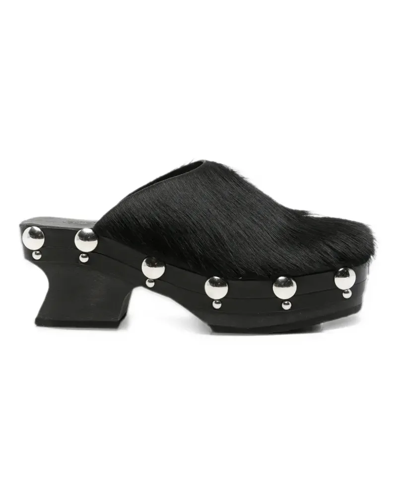 Scholl pony-leather mules - Schwarz Schwarz