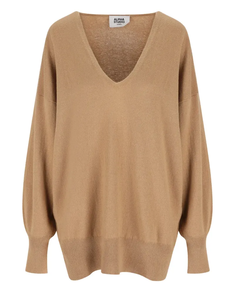 Alpha Studio Kaschmirpullover mit V-Ausschnitt - Nude Nude