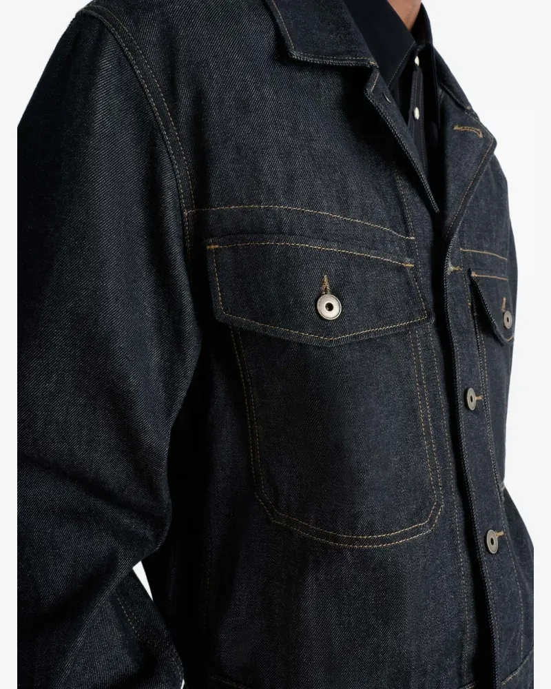 Christophe Lemaire trucker jacket in slate denim - Blau - bei
