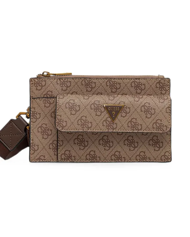 Guess monogram-print logo-plaque belt bag - Braun Braun