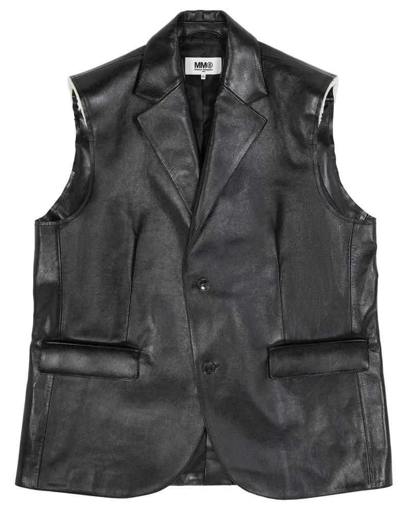 Maison Margiela Weste aus Leder - Schwarz Schwarz